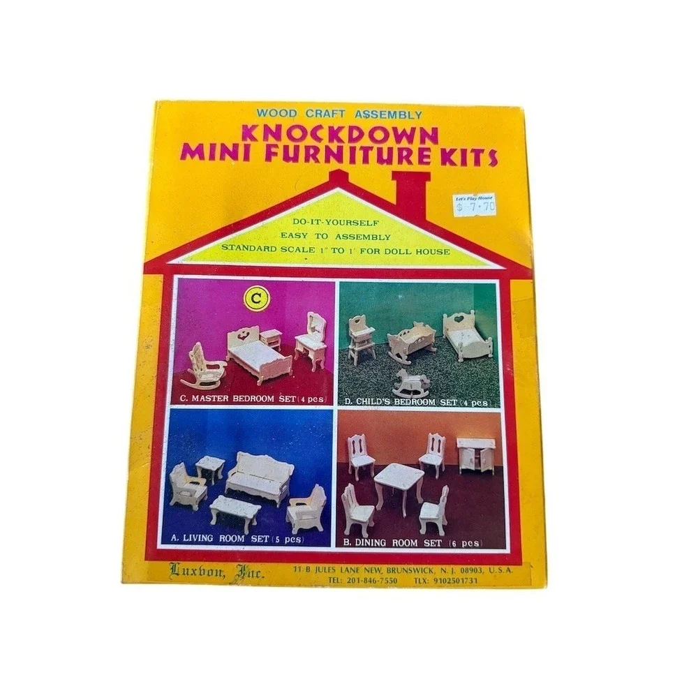 Vintage Luxbon Dollhouse Mini Furniture Kit C Master Bedroom Set 1:12 DIY